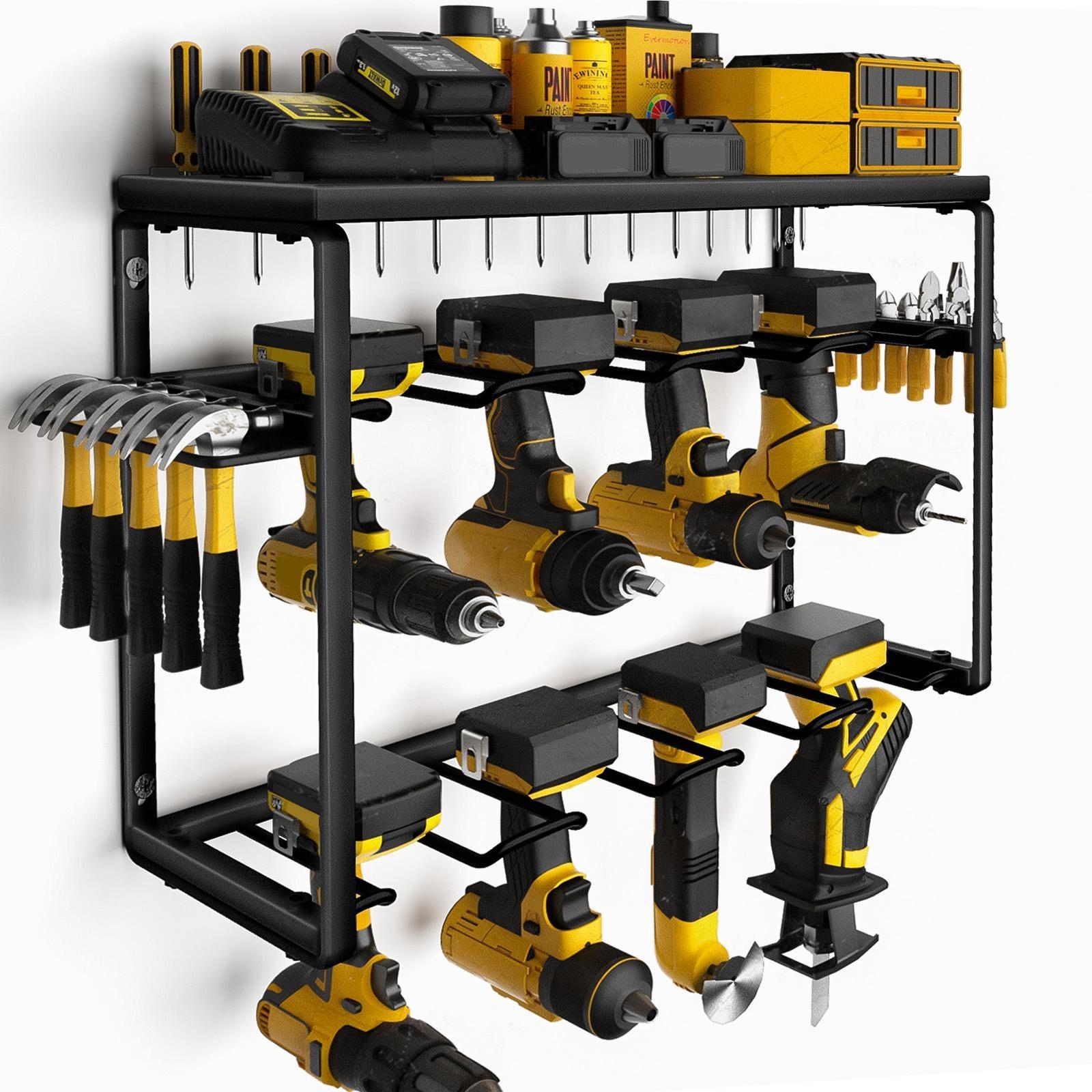Workshop Tools Storage - Robuster Metall-Werkzeugorganizer zur Wandmontage, 3-stufiges Aufbewahrungsregal,